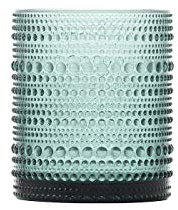 Fortessa Jupiter Beaded Hobnail Glass, 10 Ounce Double Old Fashioned (Set of 6), Sage Green