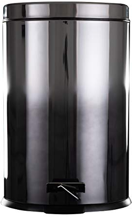 Daewoo Callisto 12L Bin, Sturdy Trash Can with Foot Pedal, Made from SS410 Stainless, Hygienic Design Prevents Spreading Germs, 39.5cm-Ombre Effect Silver, Black/Steel,BIN1081