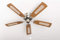 Pepeo - Kisa Deckenventilator ohne Beleuchtung | Ventilator mit Zugschalter in Silber mit Wendeflügeln in Eiche- und Walnuss-Holzoptik, Durchmesser 105 cm. (Farbe: Nickel gebürstet, Eiche/Walnuss)
