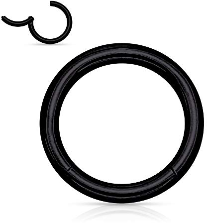 Treuheld® | Segmentring-Clicker aus Chirurgenstahl | Schwarz | Größe: 0.8mm x 6mm