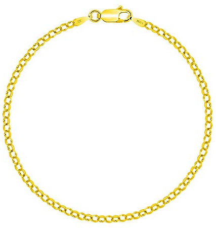 PLANETYS - Chaîne de Cheville Argent 925/1000 Plaqué Or Jaune 18 Carats Maille Jaseron Largeur: 2 mm