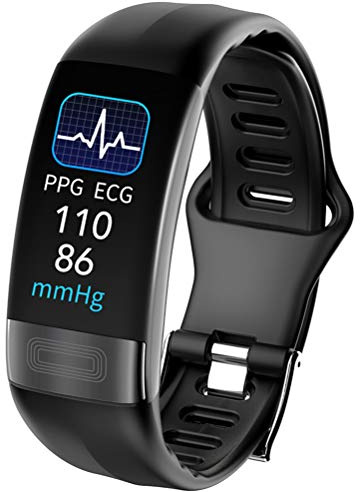 ECG + PPG Smart Watch, attività di Fitness Tracker con frequenza cardiaca Monitor Pressione sanguigna Blood Ossigeno Temperatura del Corpo Temperatura della modalità di Sospensione Pedometro,Nero