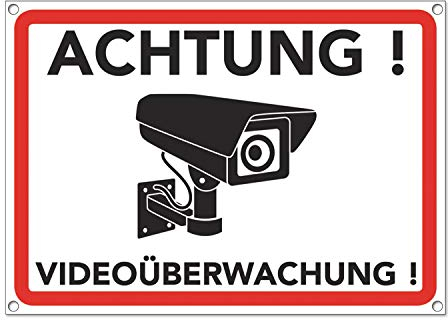 Schild Videoüberwachung - Warnschild - Hinweisschild für Kameraüberwachung - Video Überwachungsschild - Dieser Bereich wird videoüberwacht (20x15 cm) (1 Stk. Achtung Videoüberwachung)