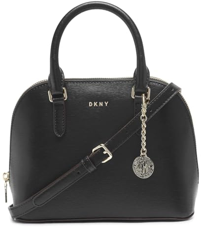 DKNY Damen Bryant Dome Umhängetasche Ranzen, Schwarz/Goldfarben