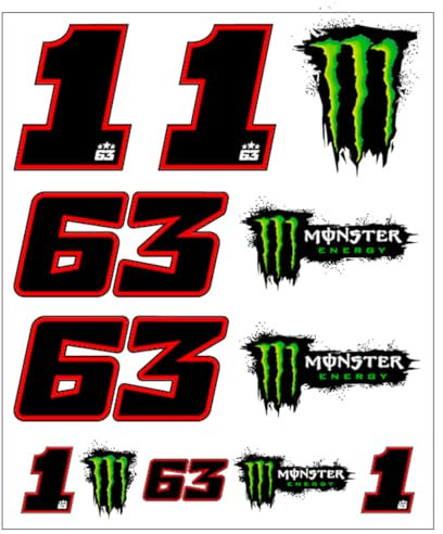 63 Dual Monster Bagnaia Sticker,Unisex,Multi,One Size