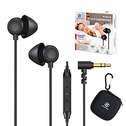 Hearprotek 2 Paar Schlaf Ohrhörer, Weicher bequemer In-Ear-Kopfhörer mit Mikrofon,Low-Profile-Kopfhörer mit Rauschunterdrückung zum Schlafen auf der Seite,Schnarchen, Mediation und Entspannung