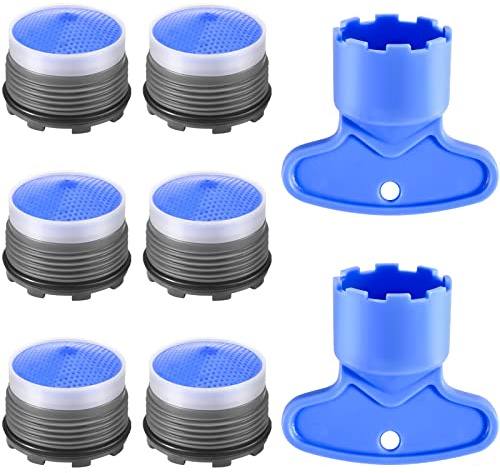 Faucet Aerator M18.5, WeeVeni 6PCS Aerator Replacement for Sink Faucet Flow Restrictor, Kitchen Bathroom Sink Aerators with Key Removal Wrench Tool