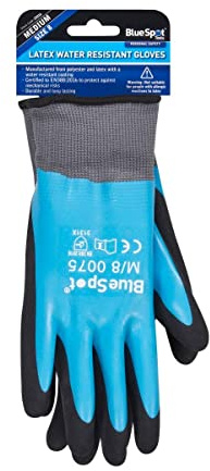 Blue Spot Tools - Latex Water Resistant Gloves (Medium)