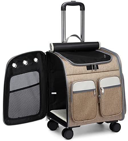 Katzen-Rucksack – mehrere Taschen und atmungsaktive Haustier-Reisetasche für Maine Coon, Yorkie und Chihuahua bis zu 8,2 kg mit Rollen – perfekt für Abenteuer unterwegs