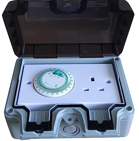 DiiD Outdoor, Exterior, Waterproof Plug Socket Box with 24hr Timer 96 On/Off Settings Outdoor Socket Enclosure