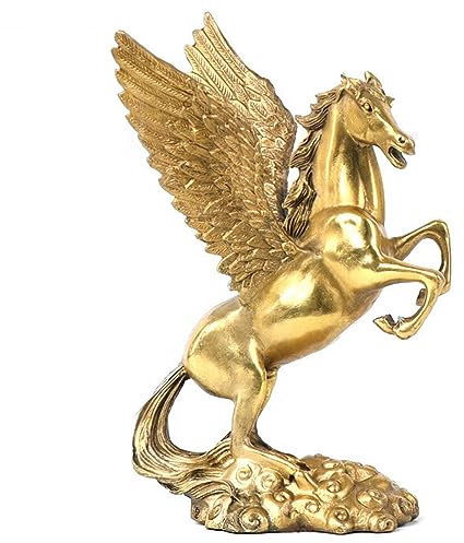 NIBHZ Sculpture Crafts Pegasus-Statue aus Reinem Kupfer, Tianma Crafts-Skulptur, mit Flügeln, Wohnzimmer-Büro-Kollektion, Kleine Skulpturen, Perfekter Busine,25cm