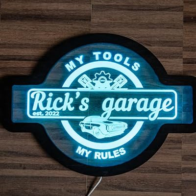 Garagen-Leuchtschild, individuelles Garagenschild, Garagen-LED-Schild, personalisiertes Garagenschild für Männer, individuelles LED-Acrylschild, leichtes Acrylschild