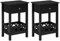 Yaheetech 2 Stück Nachtschrank Nachttisch Landhausstil Beistelltisch mit dem unteren Korb & 1 Schublade Nachtkommode Sofatisch Boxspringbett Nachtkommode 40 × 30 × 60 cm, Schwarz