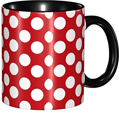 Oudrspo Tasse à pois rouge et blanc, tasses en céramique, tasse de bureau à domicile