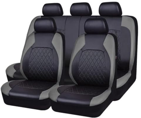 EsprAL 5-Sitzer Kompletter Satz Auto Leder sitzbezüge Sets, Für Citroen C3 C2 C3 XR C4 Cactus C4 Picasso C5 C6 DS3 DS4 DS5 wasserdicht rutschfest VerschleißFest Protektoren Zubehör,A/Black Gray