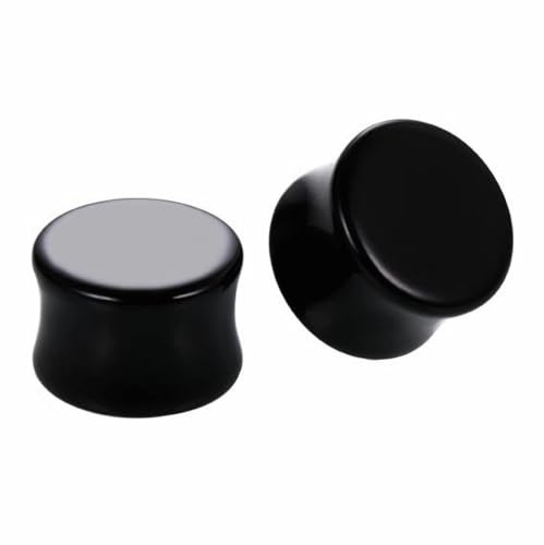 Decentraland 2 Stück Schwarzes Acryl-Ohrmessgerät Ohrstöpsel Expander Piercing-Schmuck 7/8(22mm)
