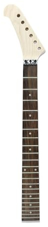 WUQIMUSC Bananen-Gitarrenhals für Linkshänder, 22 Bünde, Ahornhals mit Palisander-Griffbrett, Sicherungsmutter installiert, 64,8 cm Skala, verschraubter Absatz