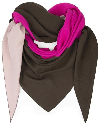 Gloop Damen XXL Strick Dreieck Schal - Baumwolle Musselin Halstuch ohne Kratze an Haut Made in Italy