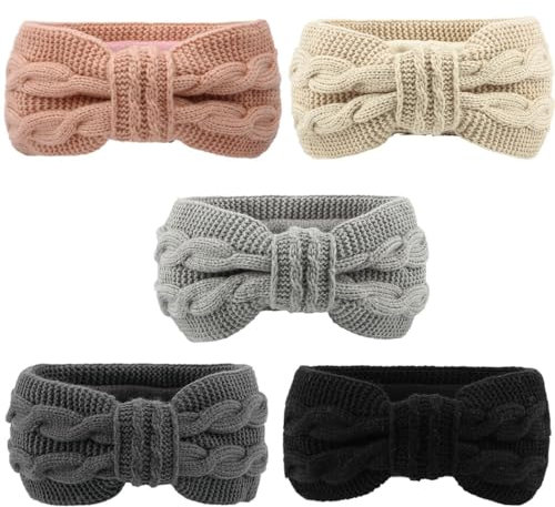 Gestrickte Stretch-Stirnbänder, 5 Stück, Schleife, Stirnbänder, Winter, Damen, Twist