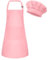 BOUBONI Delantal infantil y gorro de cocinero ajustable con 2 bolsillos, gorro de cocinero y delantal para cocinar, hornear y pintar, E-rosa., L