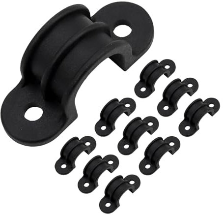 Mewutal 10pcs 7/8 Inch PVC Pipe Straps U Shape Plastic Conduit Pipe Strap Clamps 2 Holes Pipe Clips Black Conduit Clips for Water Pipe Tube Cables (22mm)