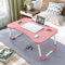 JupiterJX Foldable Laptop Stand For Bed, Laptop Bed Sofa Table Tray With Notebook Stand, Steel Non Slip Legs, Cup Holder Folding Lap Desk For Couch Floor Watching Movie Work From Home (White Pink)
