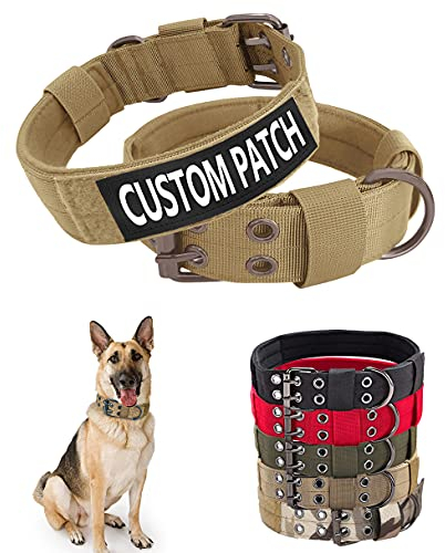 Personalisierbares taktisches Hundehalsband für mittelgroße und große Hunde, benutzerdefiniertes Militär-Trainingshalsband mit Namen und Telefonnummer (Stil C)