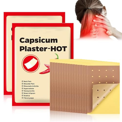 Schmerzlinderung Patch, Schmerzlinderung Wärmepflaster Aufkleber, Natürliches Capsaicin-Wärmepflaster, für den ganzen Körper Rücken Nacken Schulter Hals Wohltuende Wärme gegen Schmerzen, 16 Stück
