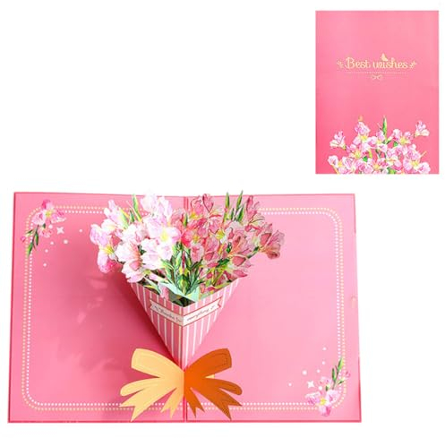 scicent Dankeskarten 3D Pop Up Danke Karte mit Blumen Personalisierte Handgemacht Muttertagskarte Greeting Card für Mutter - 22462
