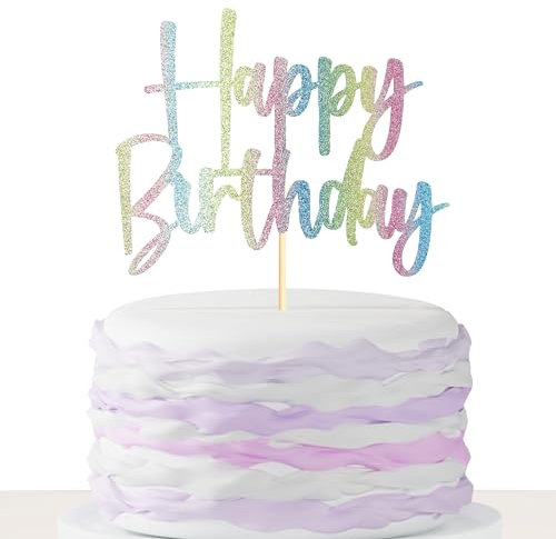 Sumerk 1 Stück Rainbow Happy Birthday Cake Topper Happy Birthday Cake Decoration Birthday Tortendeko Geburtstag Deko Junge Frau Tortendeko Geburtstag mann