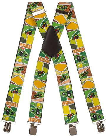 Olata Hosenträger extra starken mit 4 Clips X-Form, Gedruckt Design - 4cm. Traktoren