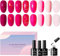 8 Smalto Semipermanente Unghie Rosa Colori Gel uv Led Passione Colorati Set Rosso Professionali Nail Polish Effetto Fucsia Kit Senza Lampada Chiaro Bordeaux Pastello Fucsia + Base Coat Shining
