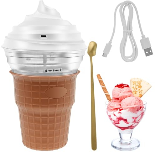 Slushy Maker, máquina de helado para niños con cuchara, 450 ml, carga USB, reutilizable, frozens squeeze Cup de silicona, Quick Frozen Vaso, vaso de hielo Slushy para DIY Homemade