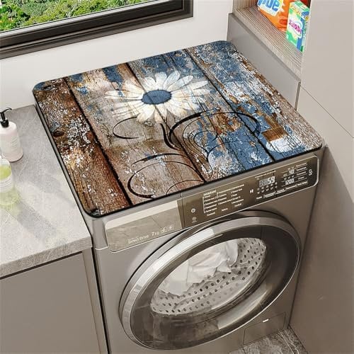 Highdi Housse de Protection pour Machine à Laver Top, Coussin de Machine à Laver Antidérapant Housse de Machine à Laver pour Machine à Laver Ou Sèche-Linge (Planche de Bois,40 * 40cm)