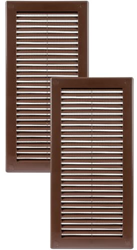 Vent Systems 4 x 11 pulgadas (dimensiones de apertura) – Paquete de 2 – Cubierta de ventilación de plástico marrón Soffit – Rejilla de ventilación rectangular plana – Deflector de ventilación – HVAC 6
