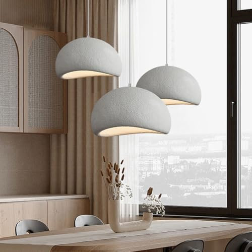 Pendelleuchte Esstisch Hängeleuchte Japanische Wabi-Sabi Stil E27 Weißer Polyethylen Höhenverstellbar Kronleuchter Modern Kreative Hängelampe Wohnzimmer Esszimmer Küche Leuchte Beleuchtung(A,3 heads)