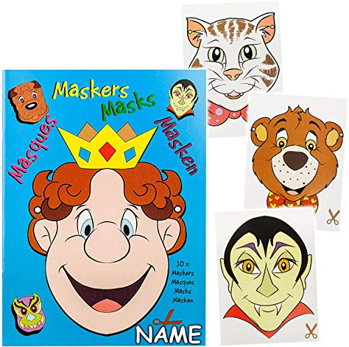 alles-meine.de GmbH großes XL - Bastelbuch - Masken selbst basteln/ausschneiden - tolle Tiere und Figuren - inkl. Name - Bastelheft - Kindergeburtstag Karneval Fasching - für K..