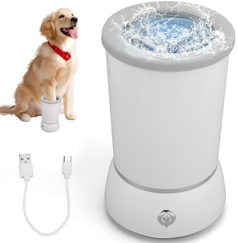 ZESTEFY Dog Cleaner, Electric Portable Dog Washer with 2 Speeds, Rechargeable Silicone Pet Cleaning Cup for Small Medium Large Dogs, Automatic Muddy Paws Cleaner & Grooming Tool