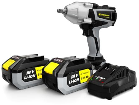 Rodcraft RC9077K6 Akku-Schlagschrauber eBeast, Vierkant 1/2 Zoll, max. Lösemoment 1500 Nm, LED-Licht, im Set mit 2x 6Ah Akku + Ladegerät + Stofftasche