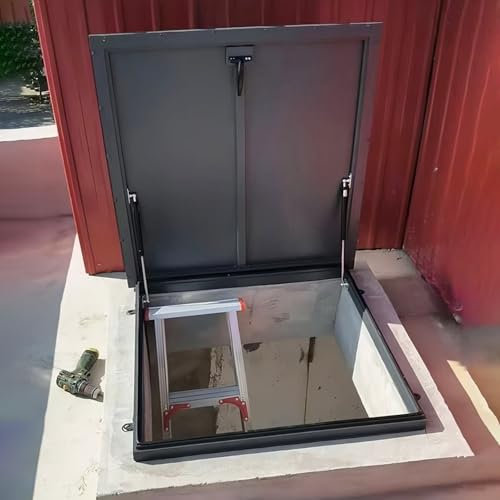 Dachfenster Dachausstiegsluke aus Aluminium, Hochleistungs-Sicherheitsdachtür mit Schloss und Gummidichtungsstreifen, Regendichter Kellerausstiegsdeckel, Dachboden-Oberlichtlüftung(80x80cm/31.5x31.5in