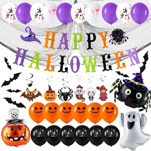 JOYIN Set di decorazioni a spirale sospese per Halloween, con disegni di pipistrelli, fantasmi e zucche, ideali per decorazioni festive per interni/esterni, casa, ufficio e feste