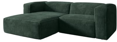 Luxusbetten24 Designer Sofa Comfy L Mini in Cord Grün Links