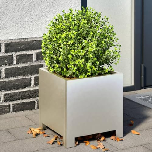 HaoChrymec Pflanzkübel with Edelstahl, Dreieckig Design, Blumenkasten Balkon, Hochbeete für Balkon, Pflanzkübel Outdoor, 30x30x30 cm, Silber