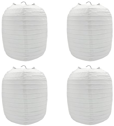 Niuhong 4 Pcs Papierlampe Ornament Japanische Hängende Runde Laterne Aufhängen Lampenschirm Chinesischen Kinder Papierlampions Partydeko Für Hochzeit Taufe Geburtstag Garten Deko (weiß)