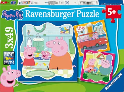 Ravensburger Peppa Pig Jigsaw Puzzle Set for Kids – 3x49 Piece Children’s Puzzles Featuring Peppa Pig, George Pig, and Family – Educational Toys for Ages 5 and Up