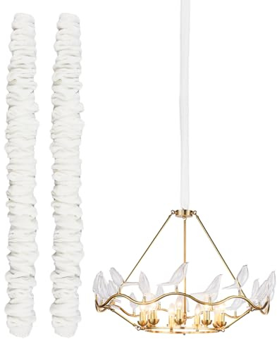NICENEEDED 2 PCS 5.9 Pieds Housse de Cordon en Tissu Cache Chaîne de Lustre en Tissu Velours pour Gestion et Dissimulation des Câbles Protecteur de Fil Électrique pour Lustres et Éclairages