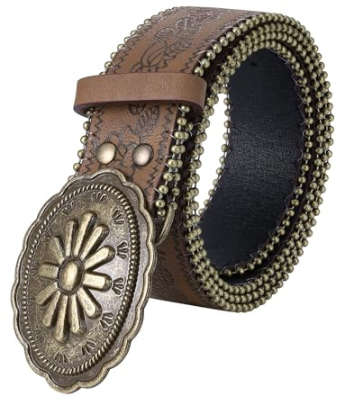 Manfnee Western gürtel Damen Vintage geschnitzt Schnalle Taille Gürtel Kunstleder Cowboy-Cowgirl-Gürtel