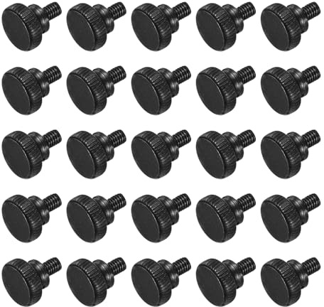 QUARKZMAN 20pz Viti a Testa Zigrinate M4x5mm con Spalla Acciaio Nero | Viti Manopole Piatta Filettatura, Zincato Acciaio al Carbonio, Adatto per illuminazione, Macchinari e Attrezzature, Mobili