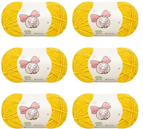 Aeelike Chenille Wolle Set, 300g Warme Chenille-wolle zum Häkeln, Gelb | Superweichem Häkelgarn Feines, Flauschige Chenille Babywolle Set, Häkelgarn zum Stricken für Anfänger