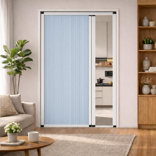 Kit Complet Porte Coulissante et Pliante d‘Intérieur | Porte Accordéon Isolante Phonique et Thermique | Installation Facile Sans Perce, | Pour Séparation de Pièces, Douche, Dressing
